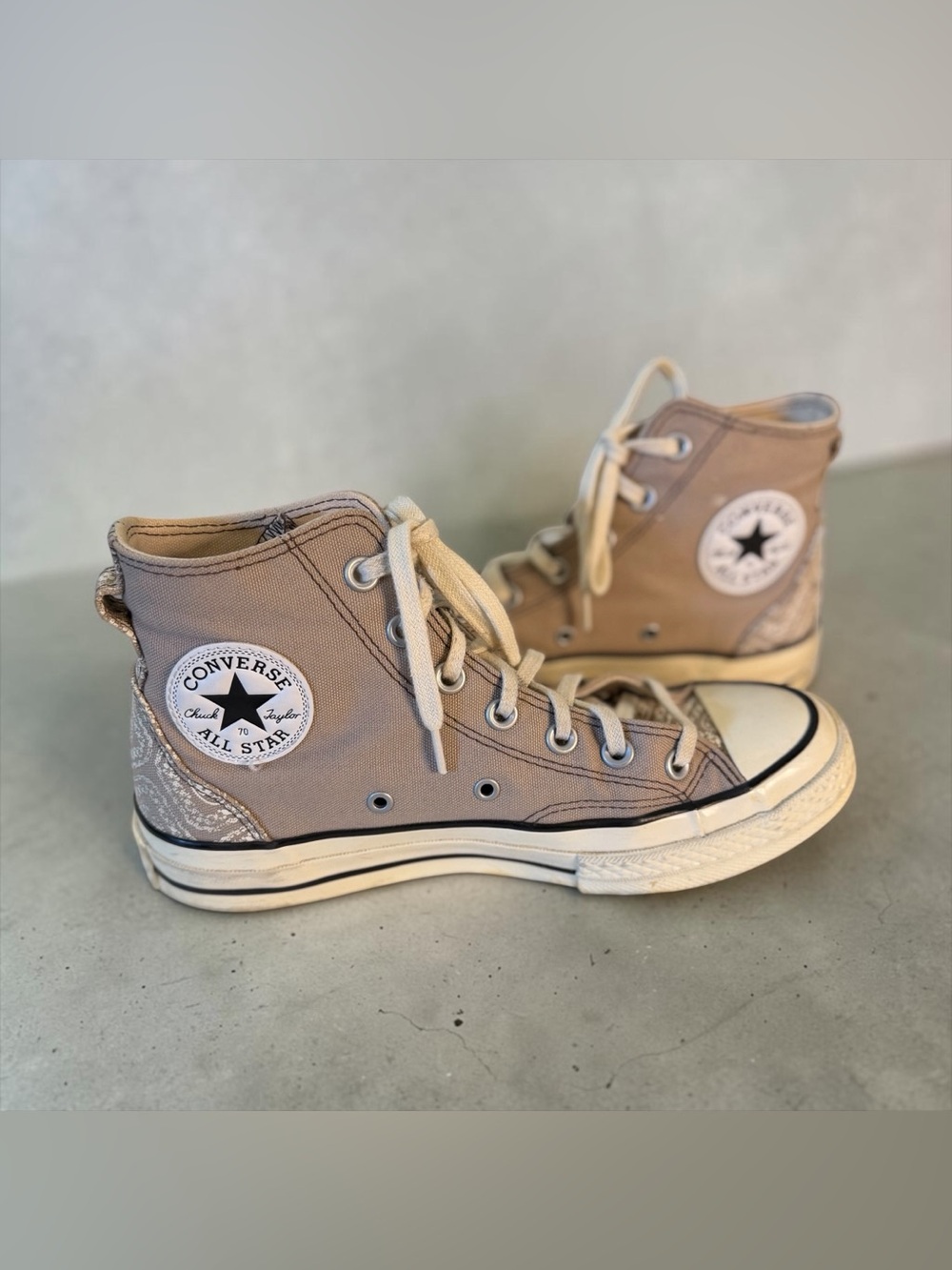 Converse Chuck Taylor High Top Sneakers - Taupe with White Paisley